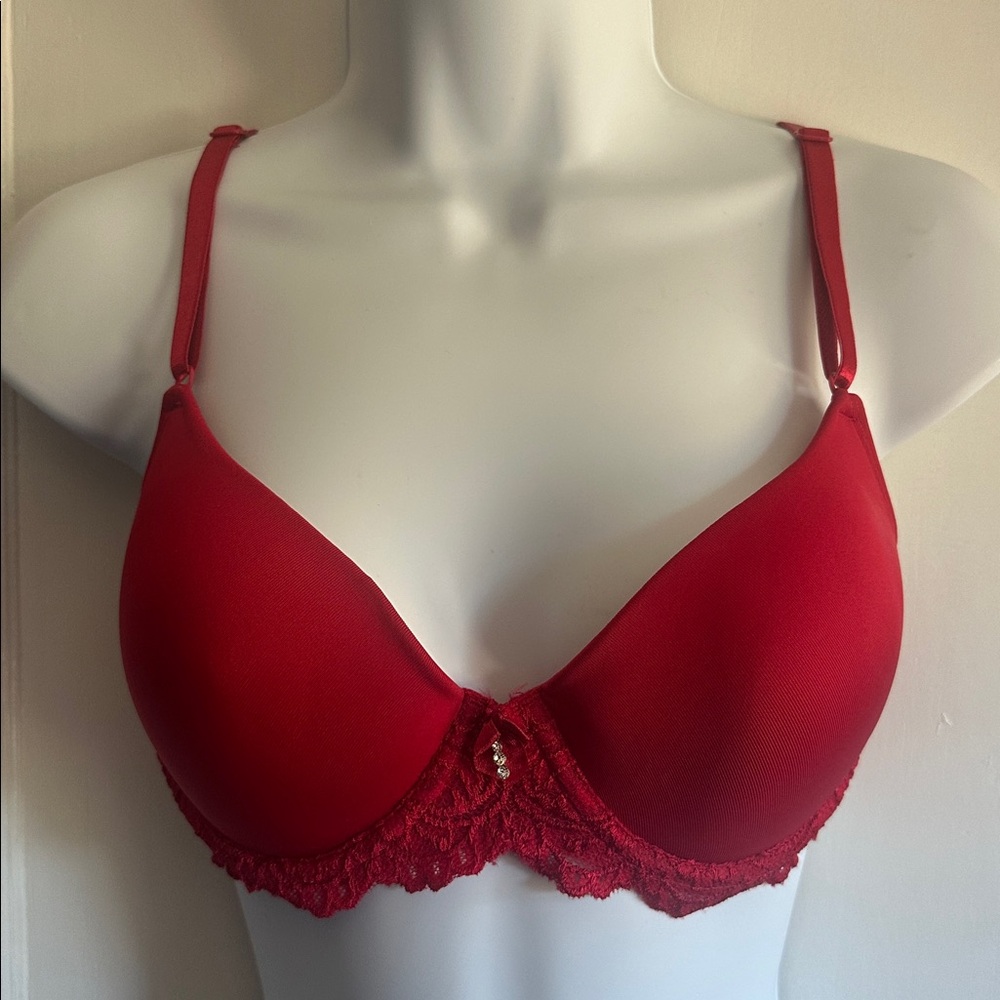 Smart & Sexy Red Lace Trim Bra